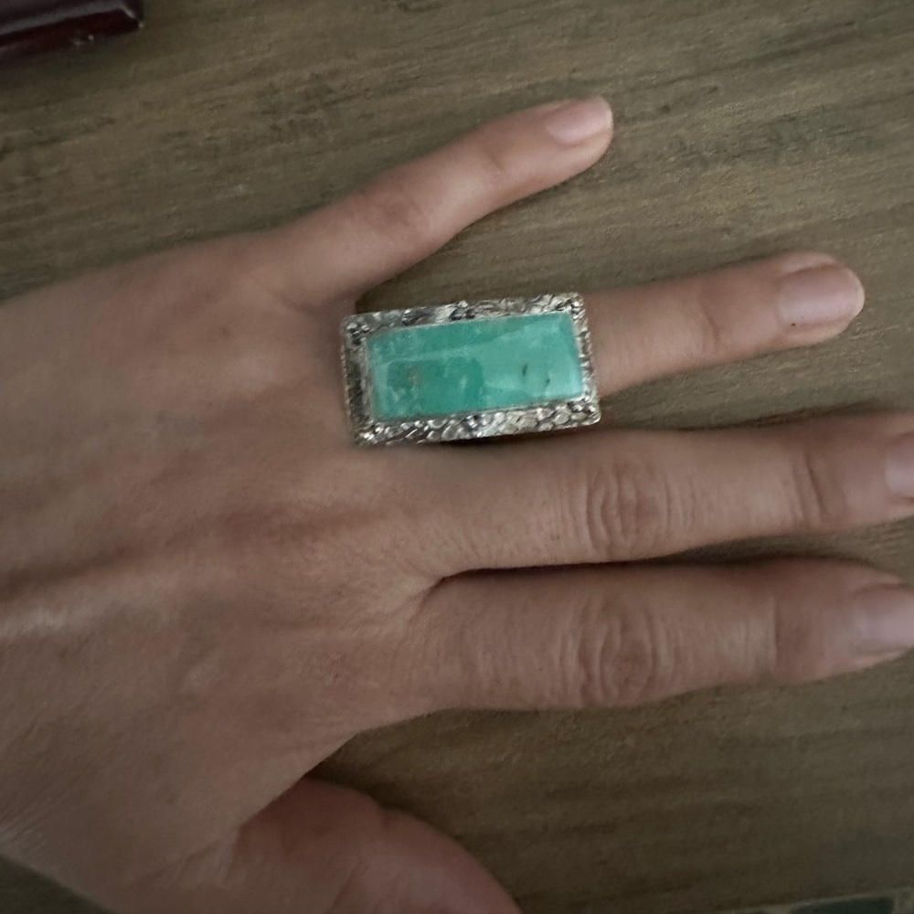 925 Silver and Turquoise Statement Ring size 8 - Picture 6 of 8